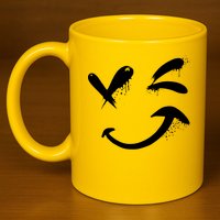 Smiley Face Winking 11oz C Handle Ceramic Mug