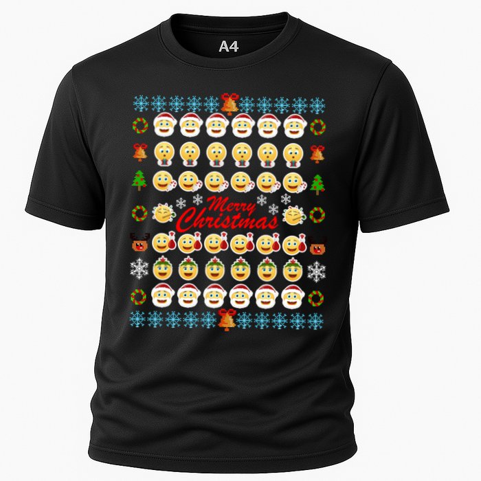 Smiley Faces Ugly Christmas Sweater Cooling Performance Crew T-Shirt