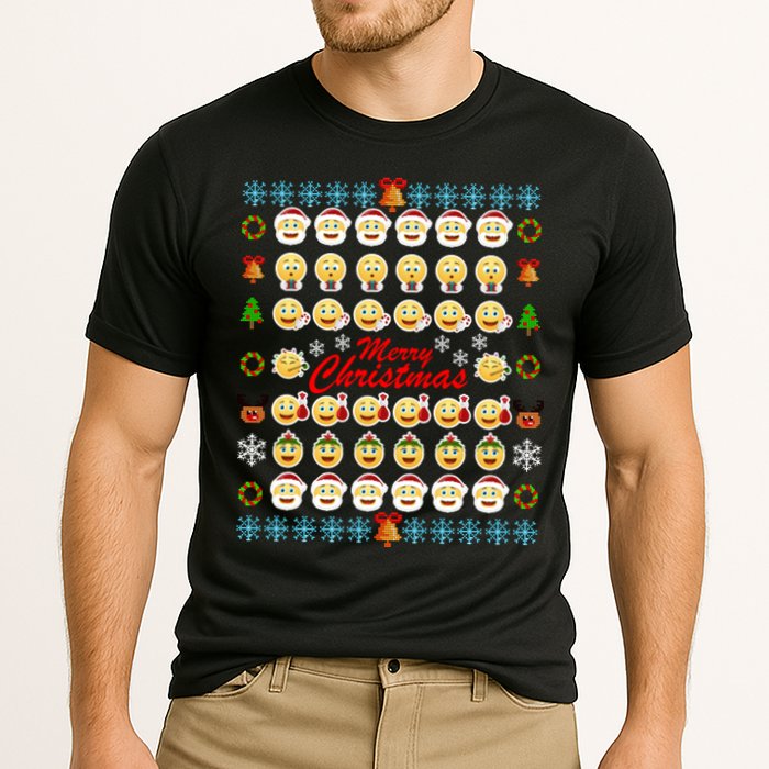 Smiley Faces Ugly Christmas Sweater Cooling Performance Crew T-Shirt