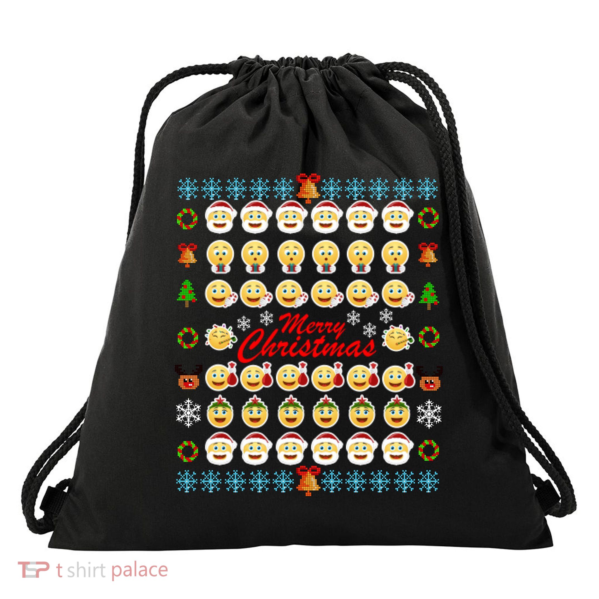 Smiley Faces Ugly Christmas Sweater Drawstring Bag