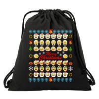 Smiley Faces Ugly Christmas Sweater Drawstring Bag