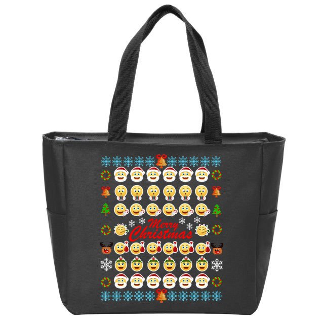Smiley Faces Ugly Christmas Sweater Zip Tote Bag