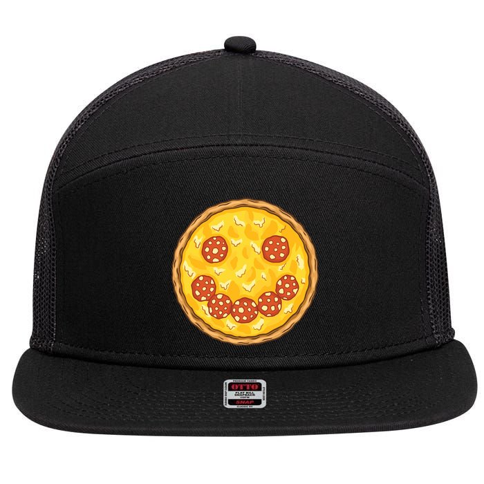 Smiley Pizza 7 Panel Mesh Trucker Snapback Hat