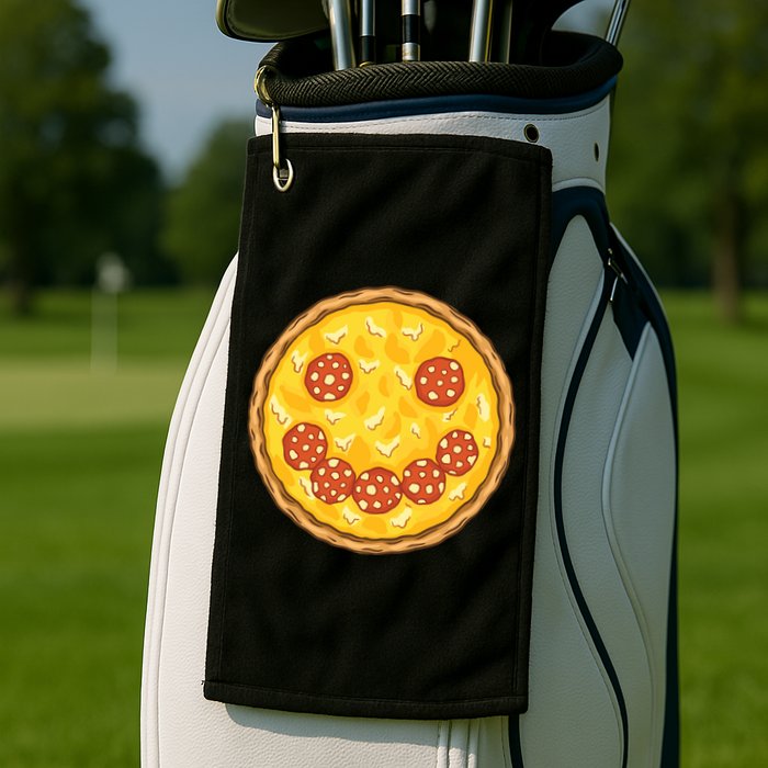 Smiley Pizza Golf Towel