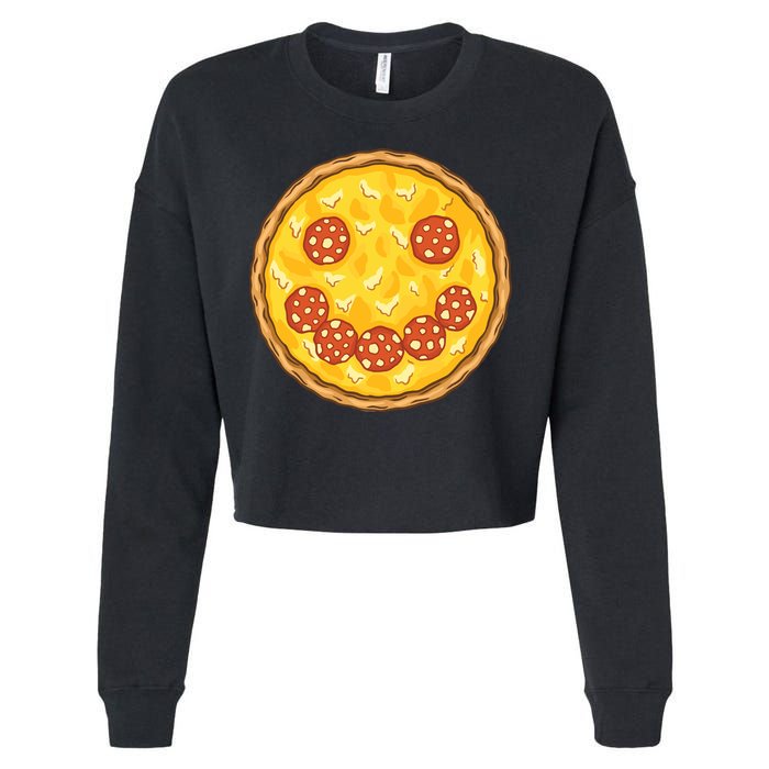 Smiley Pizza Cropped Pullover Crew