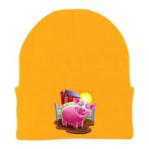 Smiling Farm Pig Knit Cap Winter Beanie