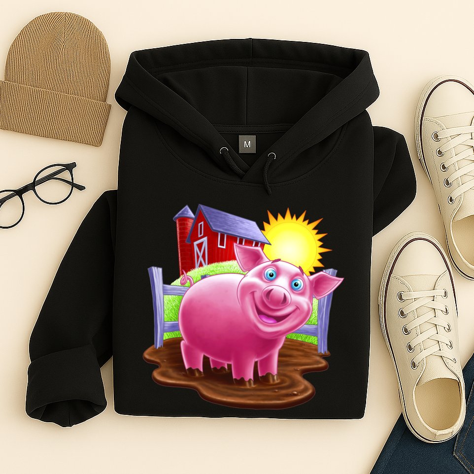 Smiling Farm Pig Hoodie