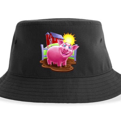 Smiling Farm Pig Sustainable Bucket Hat