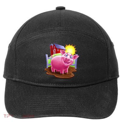 Smiling Farm Pig 7-Panel Snapback Hat