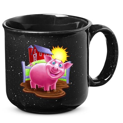 Smiling Farm Pig 15oz Campfire Ceramic Mug