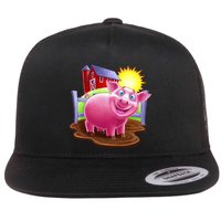 Smiling Farm Pig Flatbill Hat