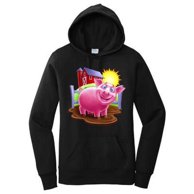 Smiling Farm Pig Women's Pullover Hoodie