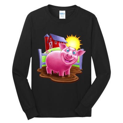 Smiling Farm Pig Tall Long Sleeve T-Shirt