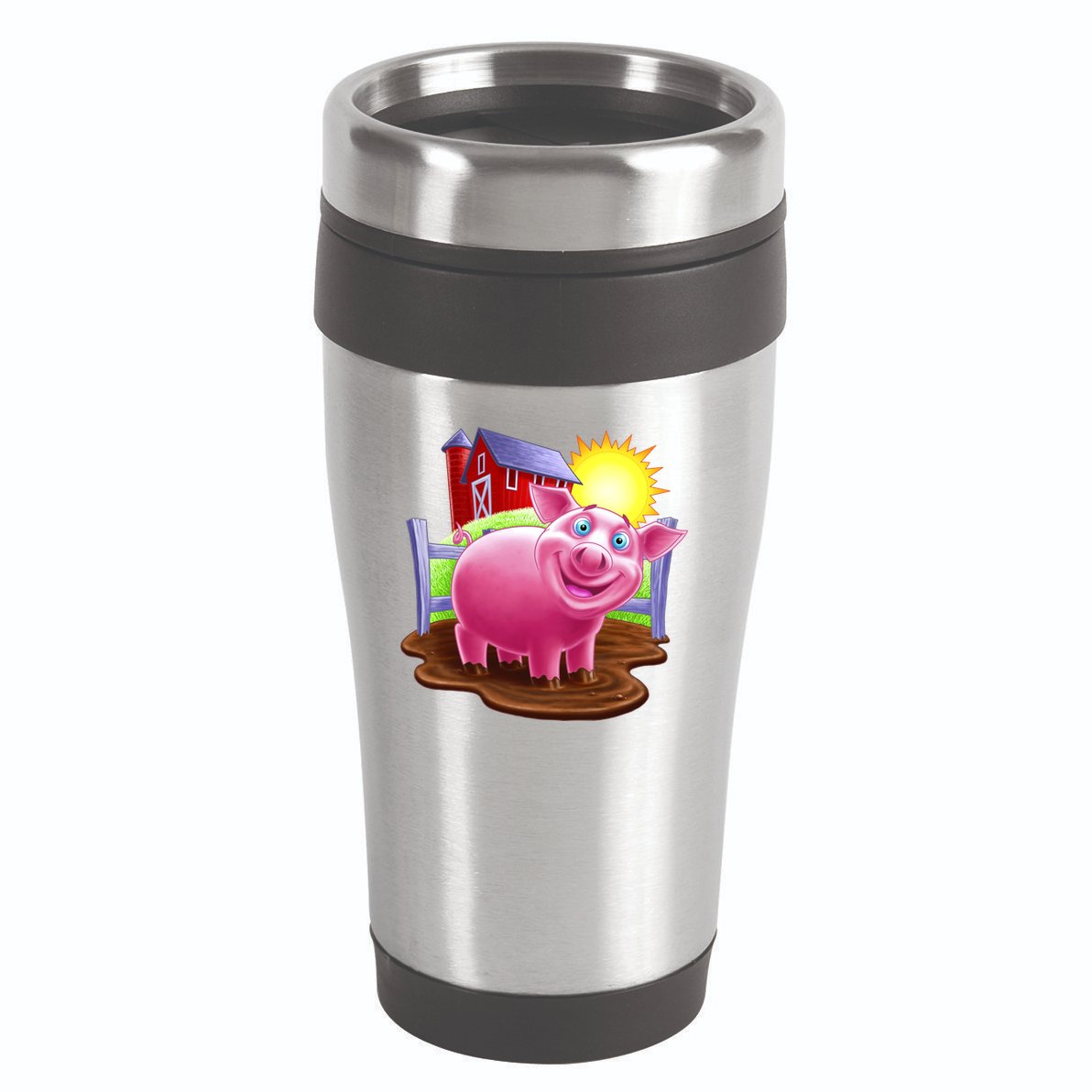 Smiling Farm Pig 16oz Travel Tumbler