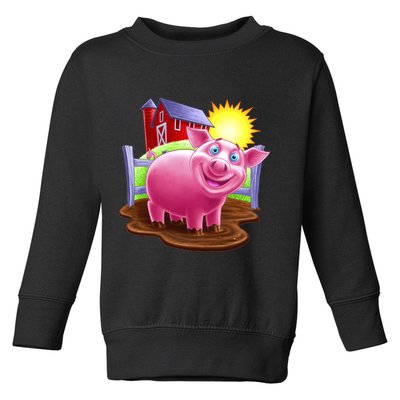 Smiling Farm Pig Toddler Sweatshirt