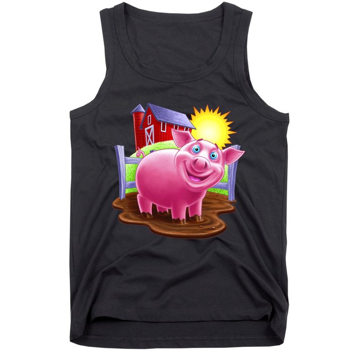 Smiling Farm Pig Tank Top