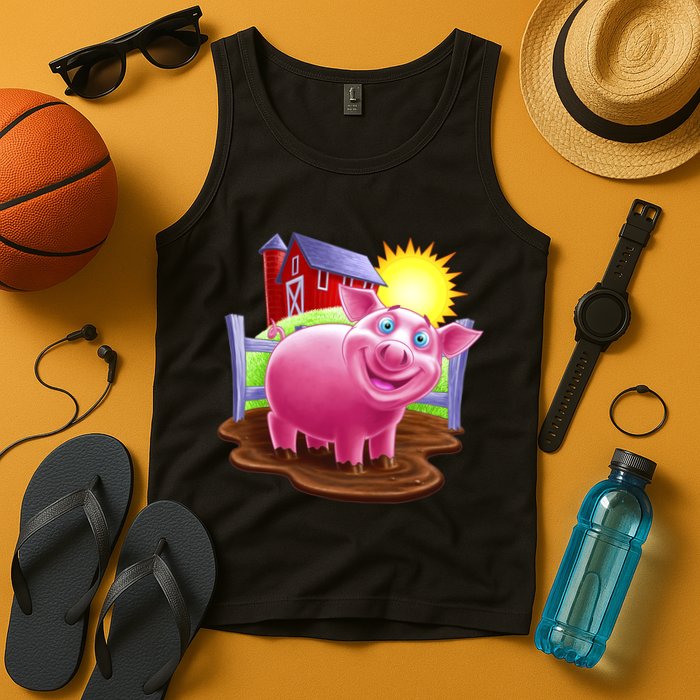 Smiling Farm Pig Tank Top