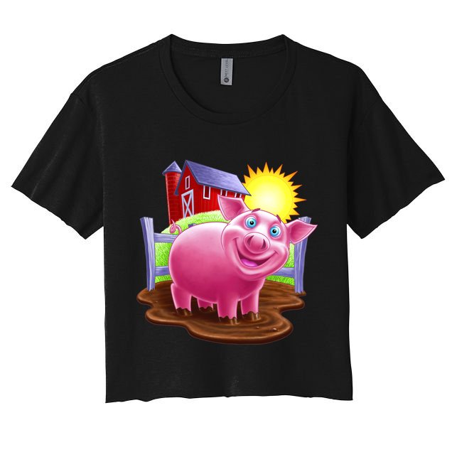 Smiling Farm Pig Crop Top