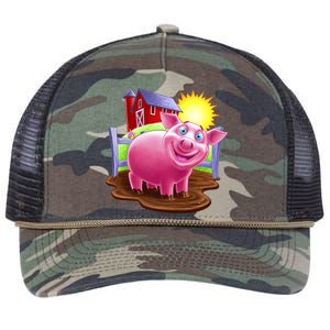 Smiling Farm Pig Retro Rope Trucker Hat Cap