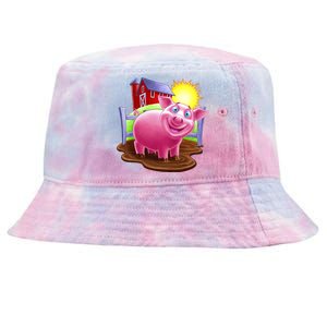 Smiling Farm Pig Tie-Dyed Bucket Hat