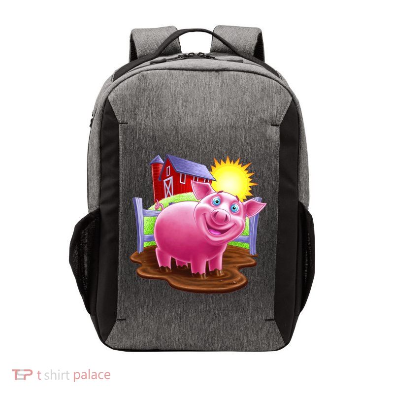 Smiling Farm Pig Vector Backpack
