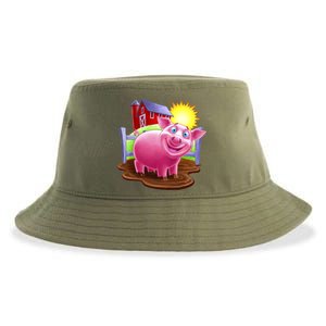 Smiling Farm Pig Sustainable Bucket Hat