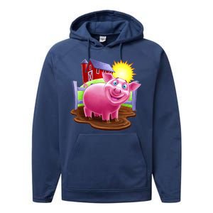 Smiling Farm Pig Performance Fleece Hoodie