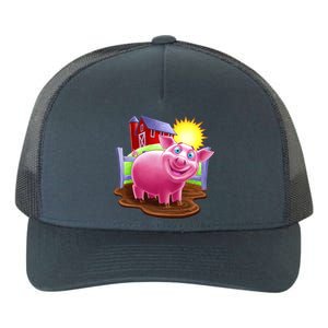 Smiling Farm Pig Yupoong Adult 5-Panel Trucker Hat