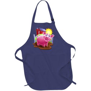 Smiling Farm Pig Full-Length Apron With Pockets