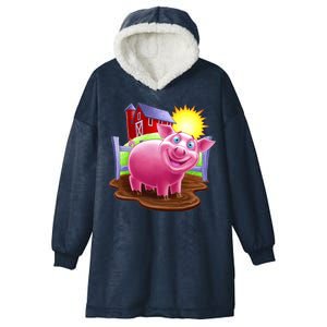 Smiling Farm Pig Hooded Wearable Blanket