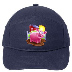 Smiling Farm Pig 7-Panel Snapback Hat