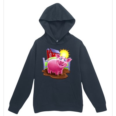 Smiling Farm Pig Urban Pullover Hoodie