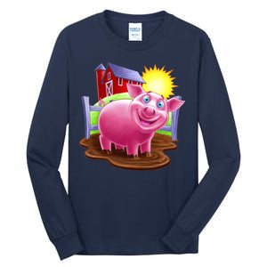 Smiling Farm Pig Tall Long Sleeve T-Shirt