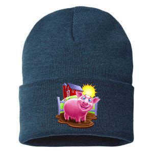 Smiling Farm Pig Sustainable Knit Beanie