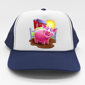 Smiling Farm Pig Trucker Hat