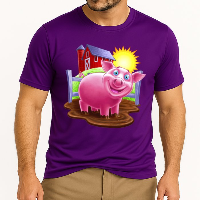 Smiling Farm Pig Performance Shirt