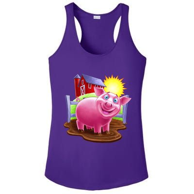 Smiling Farm Pig Ladies PosiCharge Competitor Racerback Tank
