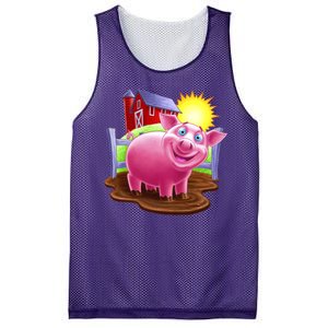 Smiling Farm Pig Mesh Reversible Basketball Jersey Tank