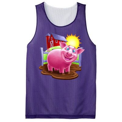 Smiling Farm Pig Mesh Reversible Basketball Jersey Tank