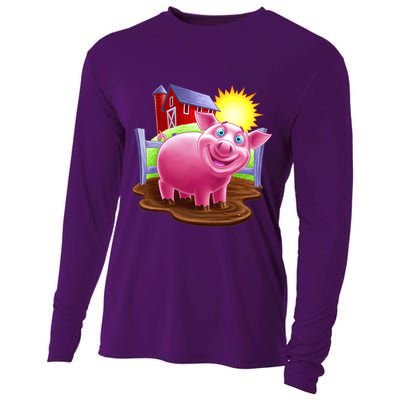Smiling Farm Pig Cooling Performance Long Sleeve Crew
