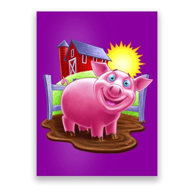 Smiling Farm Pig Poster