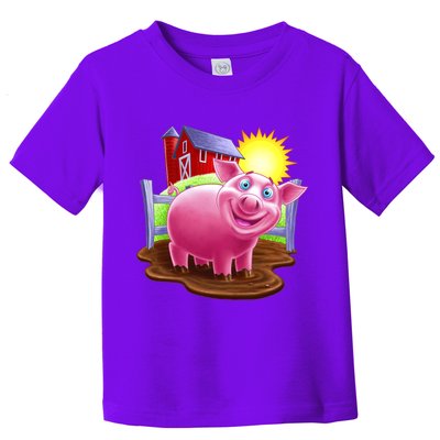 Smiling Farm Pig Toddler T-Shirt
