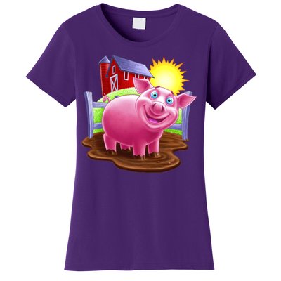 Smiling Farm Pig Women's T-Shirt