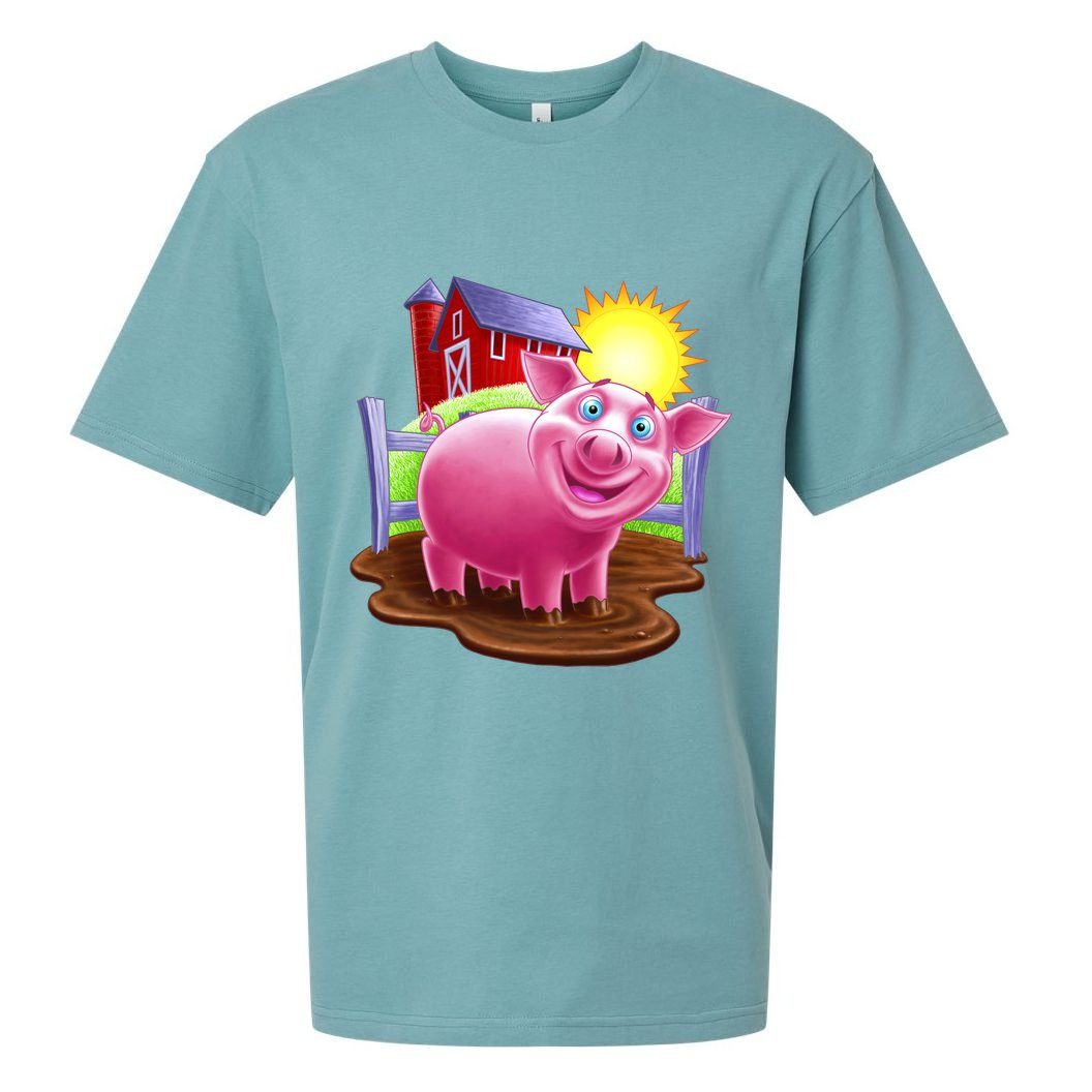 Smiling Farm Pig Sueded Cloud Jersey T-Shirt