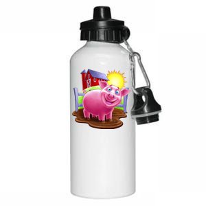 Smiling Farm Pig Aluminum Water Bottle