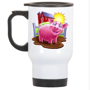 Smiling Farm Pig Stainless Steel Travel Mug