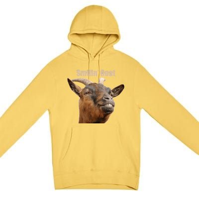 Smiling Goat Funny Premium Pullover Hoodie