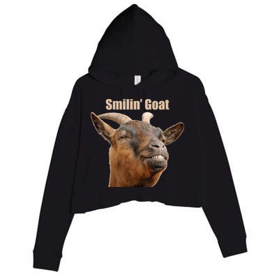 Smiling Goat Funny Crop Fleece Hoodie