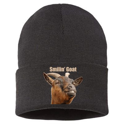 Smiling Goat Funny Sustainable Knit Beanie