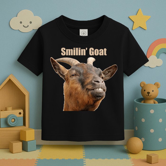 Smiling Goat Funny Toddler T-Shirt
